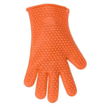 Orange silicone baking finger gloves for kitchen insulation, non-slip, suitable for cooking and baking, from Everything Baby.