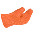 Orange silicone finger gloves for microwave oven insulation, designed for pretend play in kids' kitchen toy set.
