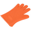Orange silicone baking finger gloves for kitchen insulation, designed for safe handling and non-slip grip in household microwave oven use.