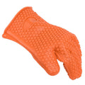 Orange silicone baking finger gloves for kitchen insulation, designed for safe pretend play by kids, from Everything Baby.