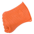 Orange silicone baking finger gloves for kitchen insulation, designed for safe pretend play and cooking activities for kids.