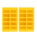 Yellow silicone ice cube mold with 10 grids for making DIY ice cubes, suitable for beverages and cooling drinks.