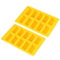 Yellow silicone ice cube mold with 10 grid compartments for making DIY ice cubes, suitable for baby and kids' drinking toys.