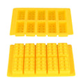 Yellow 10-grid silicone ice cube mold from Everything Baby for DIY ice making, suitable for drinks and fun kitchen activities.