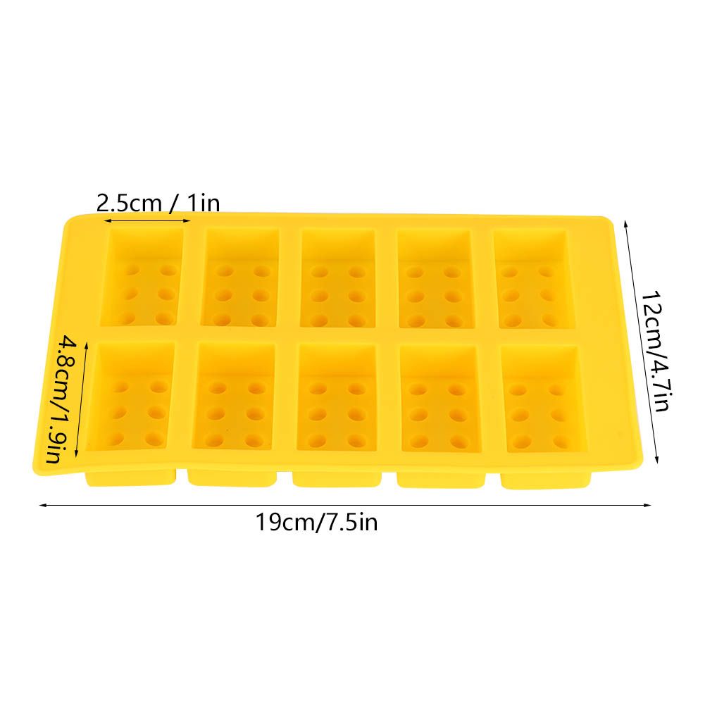 Yellow 10-grid silicone ice cube mold by Everything Baby, ideal for DIY ice cubes for drinks and fun indoor activities.