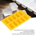 Yellow silicone ice cube mold with 10 grid compartments, ideal for creating fun ice blocks for drinks or DIY projects.