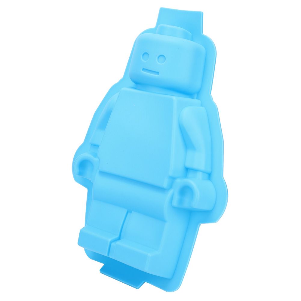 Robot-shaped silicone mold for ice cubes, chocolate, and fondant, ideal for DIY cake decorating and pretend play for kids.