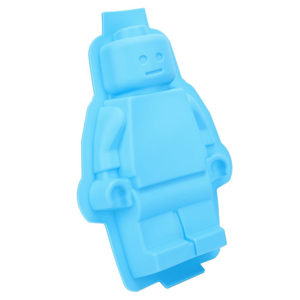 Robot-shaped silicone mold for ice cubes, chocolate, and fondant, ideal for DIY cake decorations and pretend play toys.
