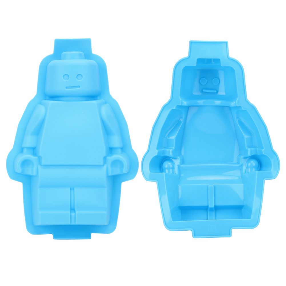 Robot-shaped silicone mold for ice cubes, chocolates, and fondant, ideal for DIY cake decorating and pretend play for kids.