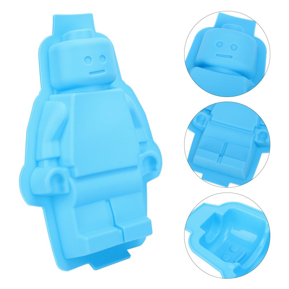Robot-shaped silicone mold for ice cubes, chocolates, and fondant, ideal for DIY baking and pretend play with kids.