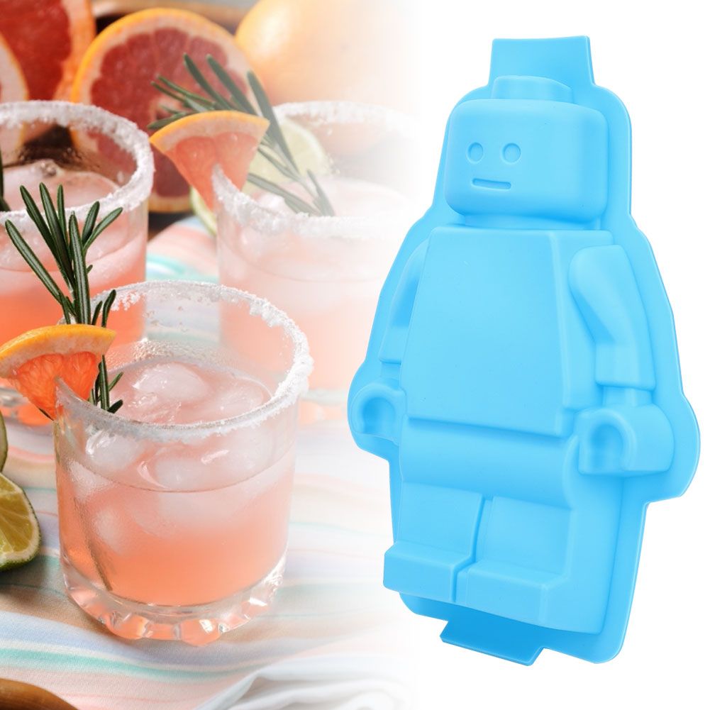 Robot-shaped silicone mold for ice cubes, chocolates, and fondant, perfect for DIY cake decorating and pretend play for kids.