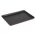 Wood grain imitation rectangular acrylic tray for fast food or pretend play, designed for kids in a toy or pretend kitchen setting.