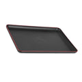 Wood grain imitation acrylic rectangular tray for fast food, hotel, or home use, featured in a pretend play setting for kids.