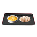 Wood grain imitation rectangular acrylic tray for fast food and play, ideal for pretend kitchen and restaurant setups.