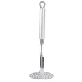 Thickened stainless steel potato masher from Everything Baby, ideal for mashing sweet potatoes, fruits, and baby food.