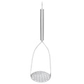 Thickened stainless steel baby potato masher with ergonomic handle for soft fruits and baby food preparation.