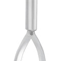 Stainless steel baby and kids potato masher with thickened handle for easy mashing of sweet potatoes and fruits.