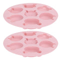 Pink silicone mold featuring cartoon animal shapes for cake and chocolate baking, ideal for kids' pretend play and baking fun.