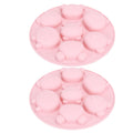 Pink silicone mold with cartoon animal shapes for cake and chocolate baking, ideal for kids' pretend play and baking activities.