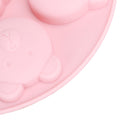 Pink silicone mold featuring cartoon animal shapes for cake and chocolate baking, ideal for kids' pretend play and baking fun.