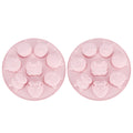 Pink cartoon animal shaped silicone mold for baking and chocolate making, ideal for baby and kids' cake and snack decorations.