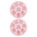 Pink silicone mold with cartoon animal shapes for baking and chocolate making, ideal for kids' cake and snack decorations.