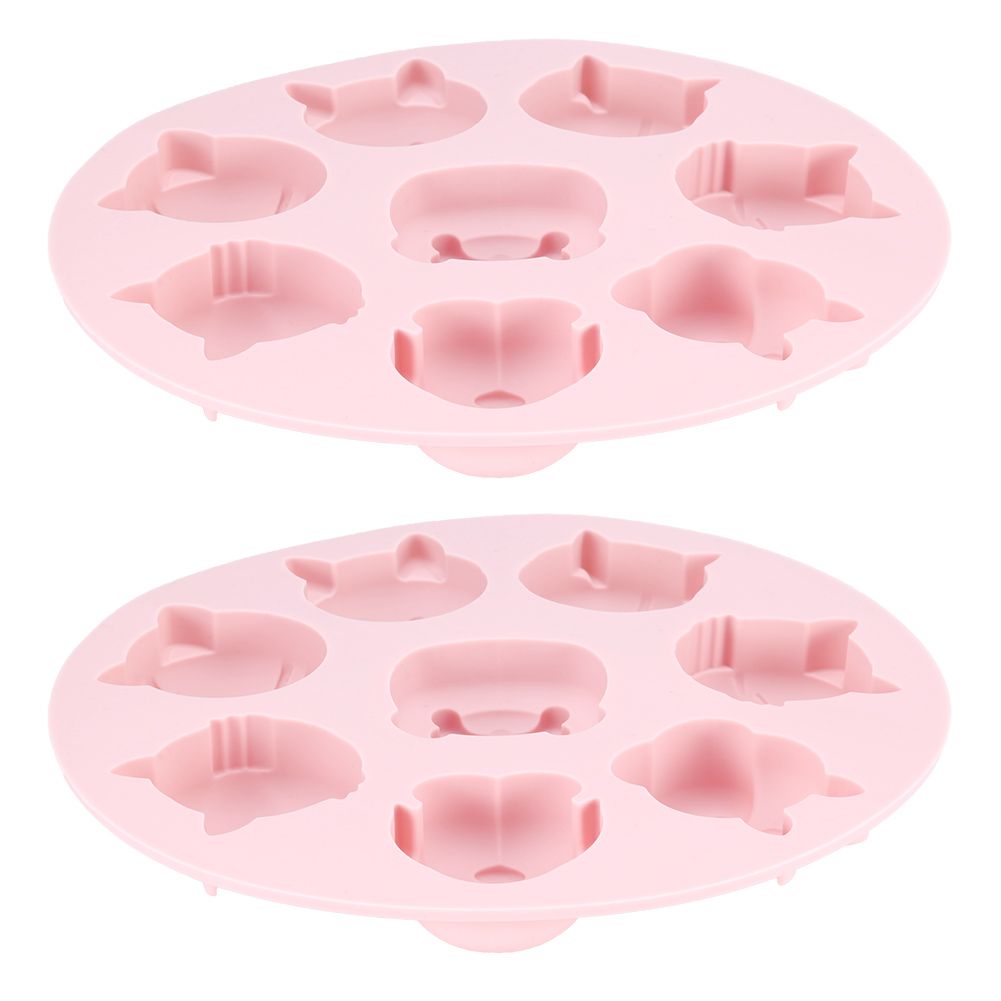 Pink silicone mold with cartoon animal shapes, ideal for baking and making chocolates for baby and kids cakes and treats.