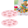 Pink cartoon animal shaped silicone mold for baking and chocolate making, ideal for kids' cakes and treats.