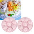 Pink cartoon animal-shaped silicone mold for baking and chocolate crafts, ideal for kids' cakes and treats.