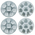 Two gray cartoon animal shaped silicone baking molds for cake and chocolate, suitable for kids and baby feeding accessories.
