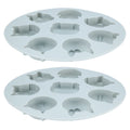 Gray silicone mold with cartoon animal shapes for baking, suitable for cake, chocolate, and baby feeding accessories.
