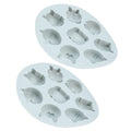 Gray silicone mold with cartoon animal shapes for baking, suitable for cakes and chocolates, designed for baby and kids feeding accessories.