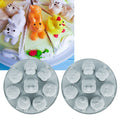 Gray silicone mold with cartoon animal shapes for baby-themed baking, perfect for cake and chocolate decoration.