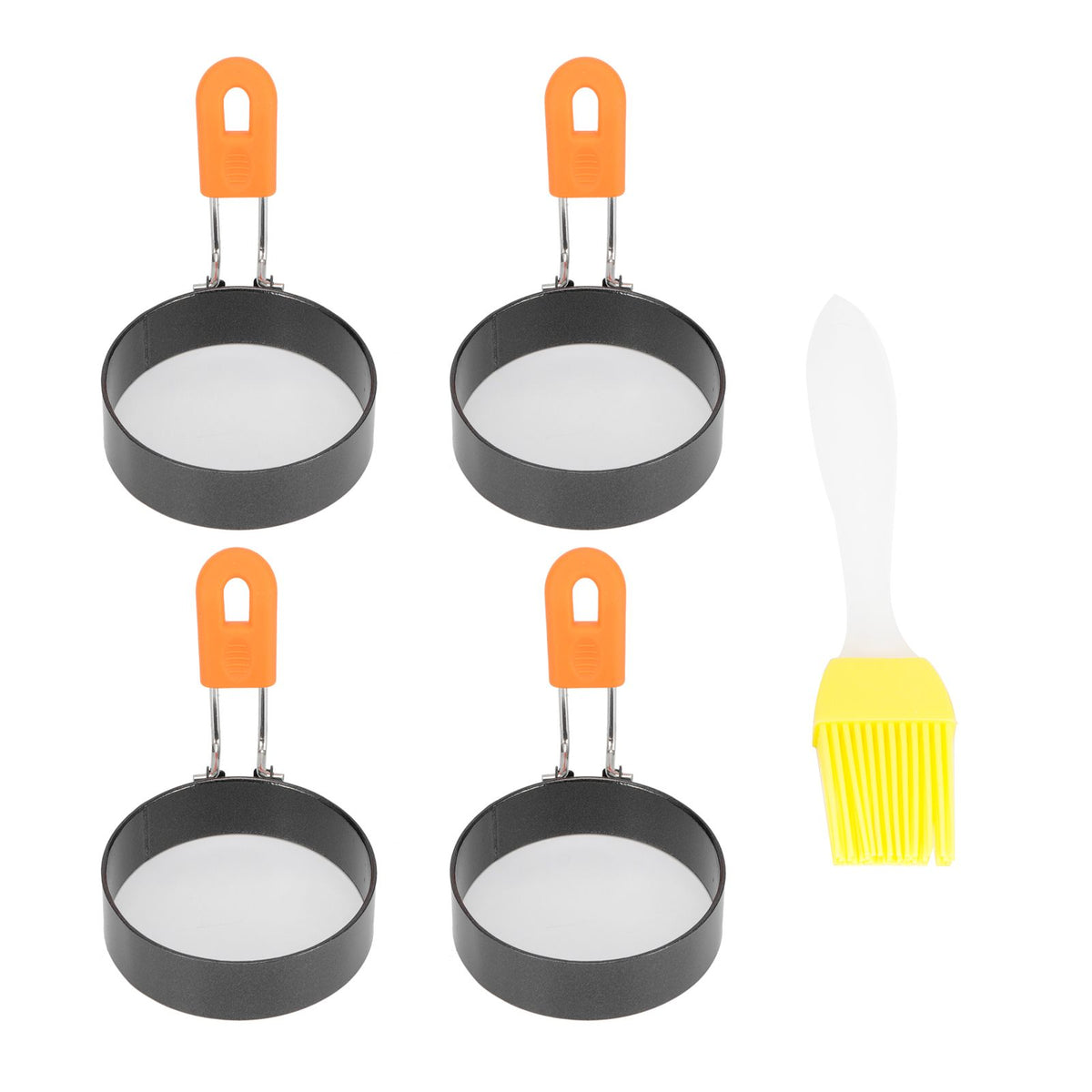 Round egg frying ring with non-stick coating, used as a pretend play toy for kids in DIY kitchen and pancake cooking activities.
