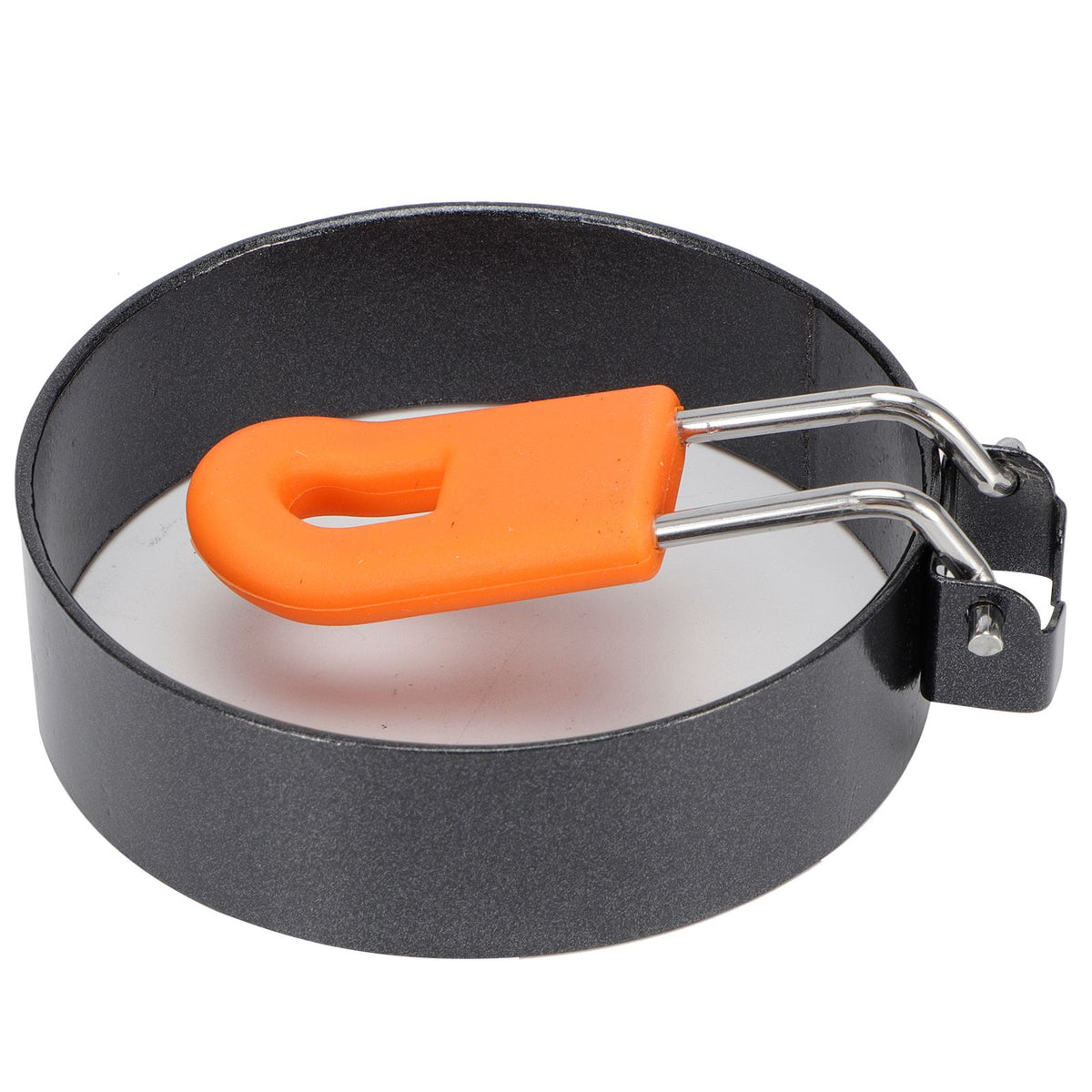 Round egg frying ring with non-stick coating, used as a pretend play toy for kids in a kitchen or pancake-making activity.