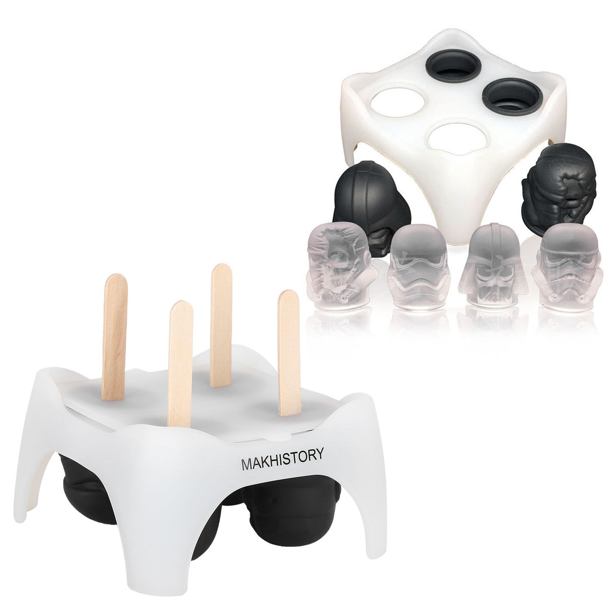 Silicone ice cube mold by Everything Baby for making chocolate, ice, and baby food treats, featuring a handmade design.