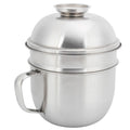 Stainless steel double-layer lunch box with lid, designed for kids, featuring a pretend play fast food bowl for kids' toy kitchen.