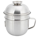 Stainless steel double-layer lunch box with lid, designed as a pretend play fast food bowl for kids, in bright colors.