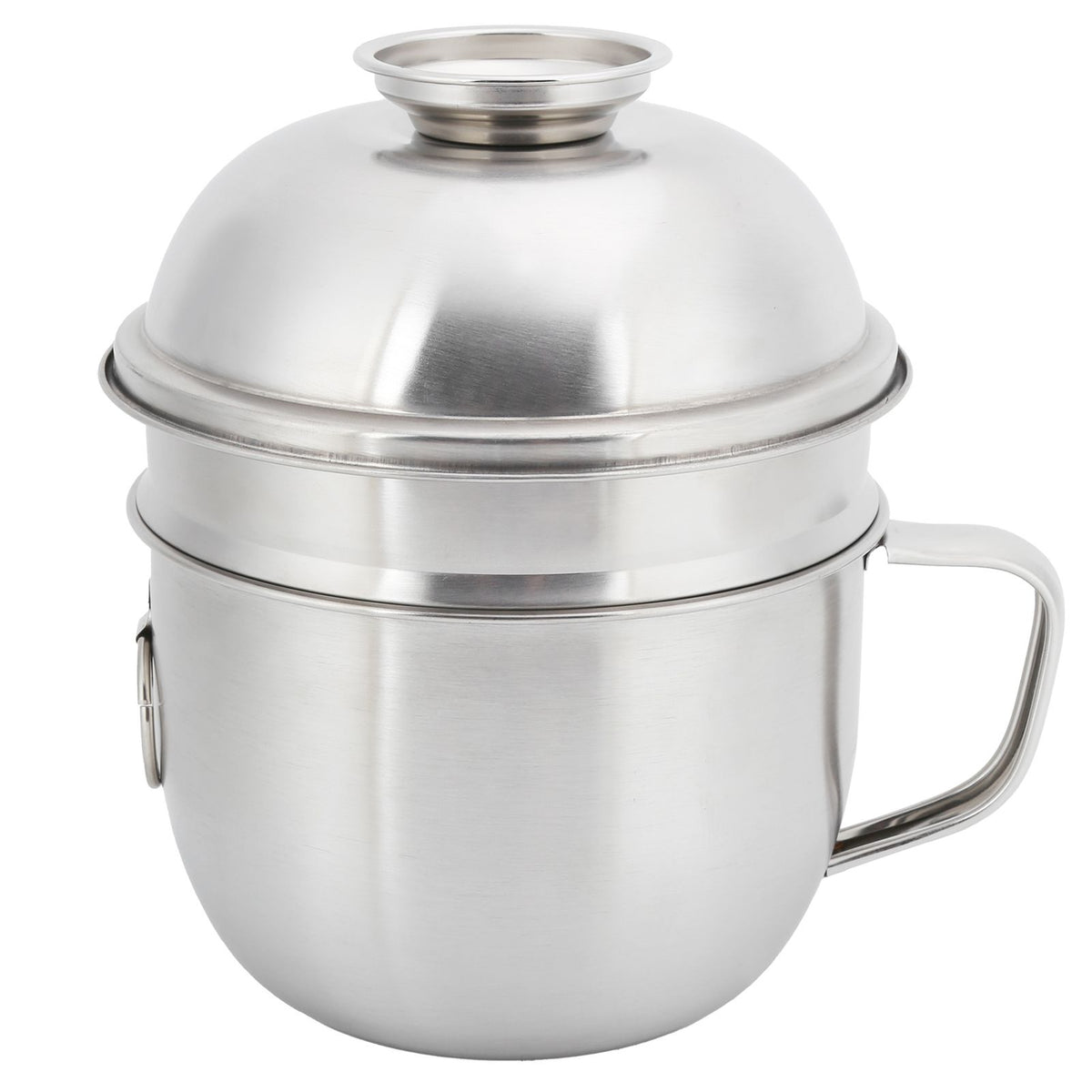 Stainless steel double-layer lunch box with lid, designed as a pretend play fast food bowl for kids, in bright colors.