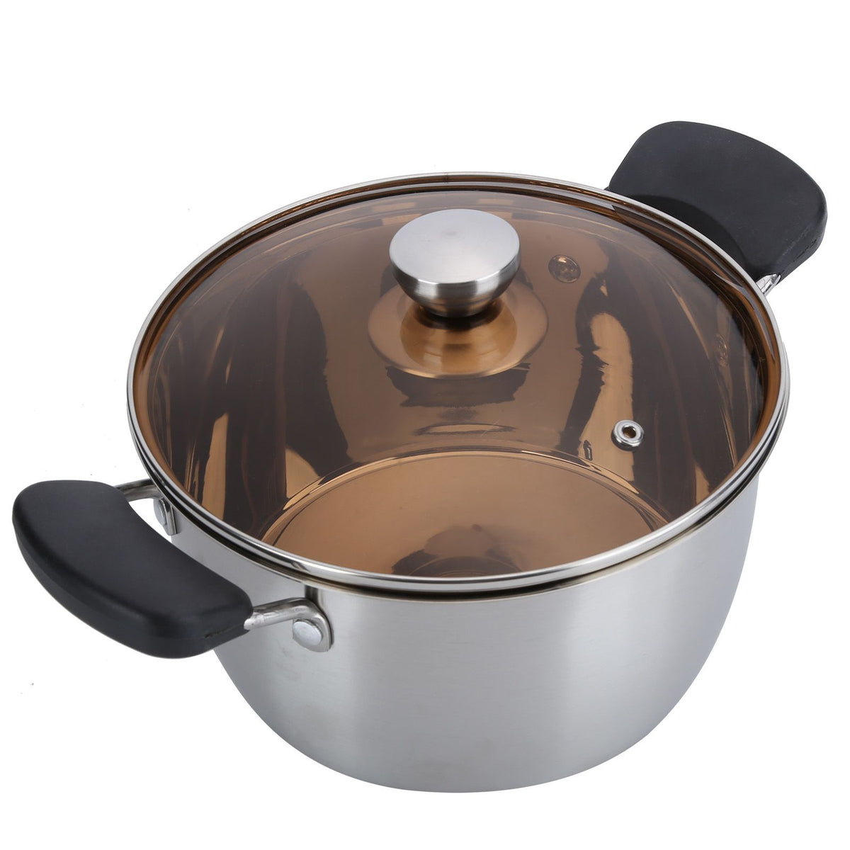 20cm composite steel baby milk soup pot for cooking supplement food, featuring thickened design for safe kitchen use.