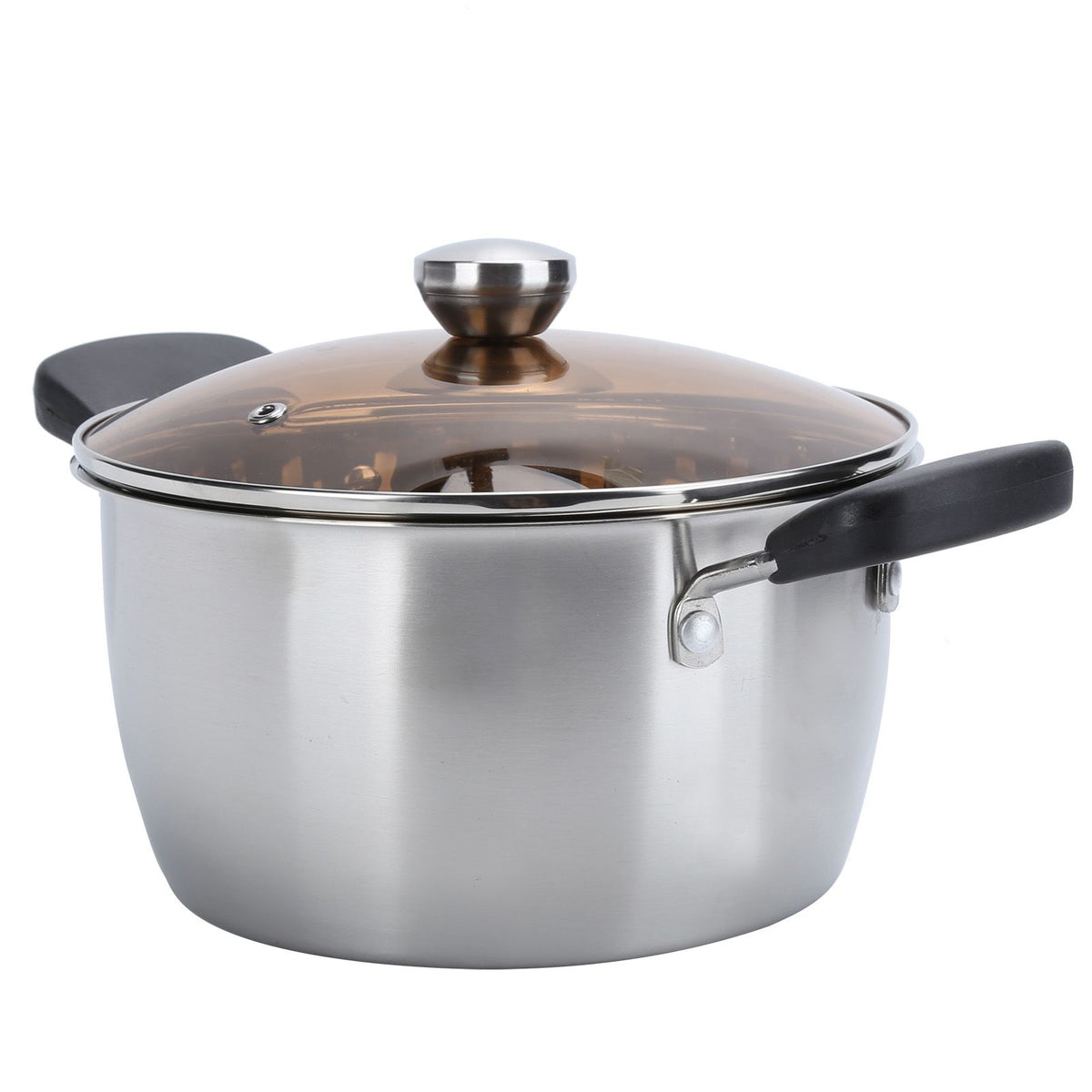 20cm composite steel milk soup pot for baby feeding, sturdy kitchen cookware for preparing baby supplement food.