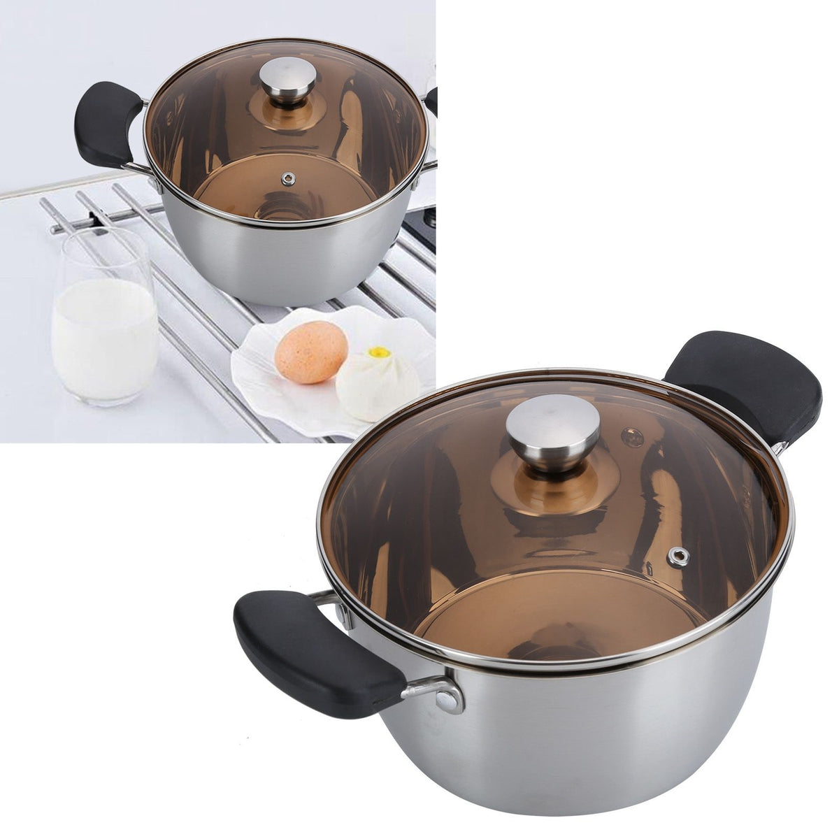 20cm composite steel milk soup pot for baby feeding, thickened cookware by Everything Baby, ideal for cooking supplement food.