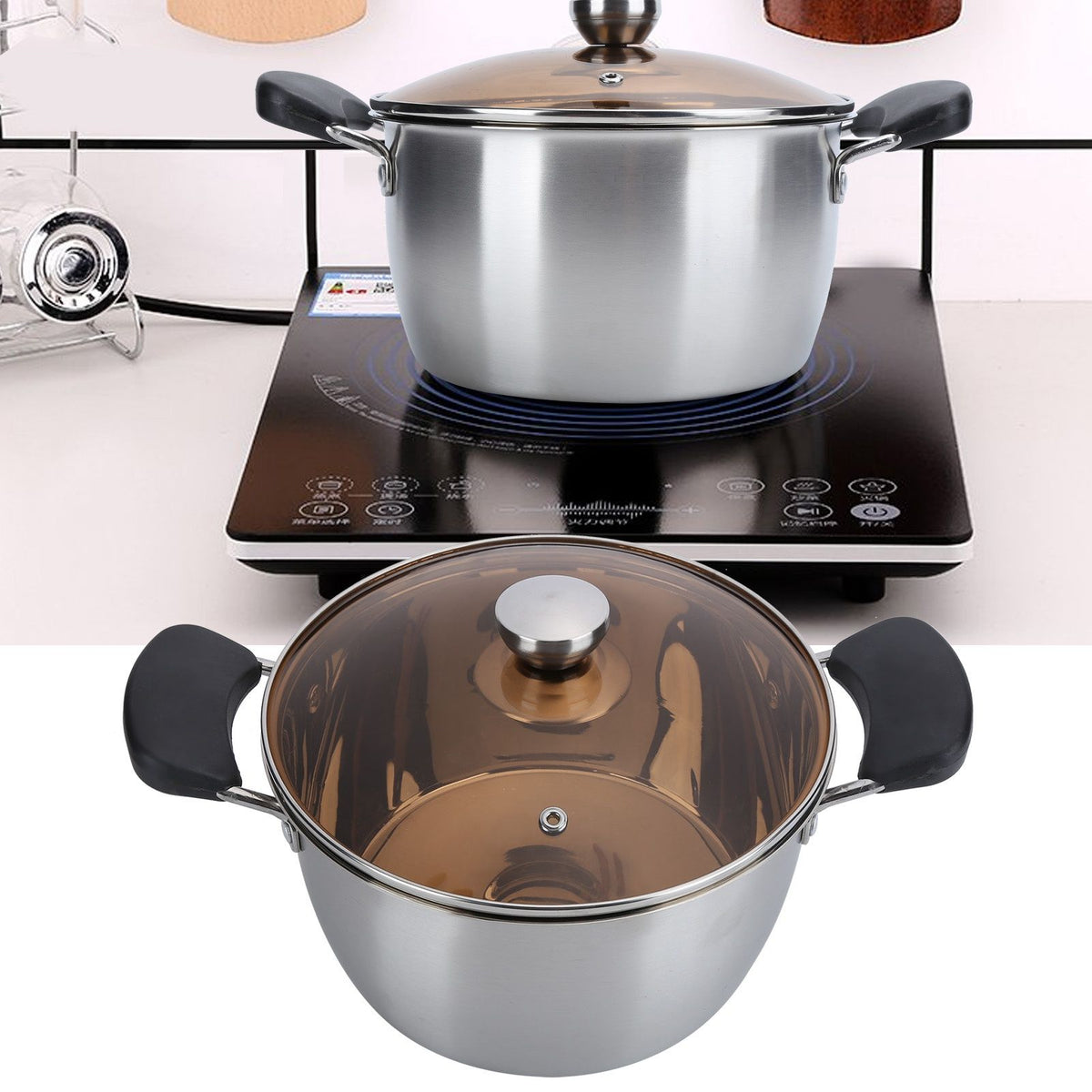 20cm composite steel milk soup pot by Everything Baby, thickened for cooking baby supplement food in kitchen cookware.
