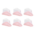 Transparent pink triangular cake holder box with 100 compartments, ideal for cupcake packaging and food containers.