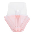 Transparent pink triangular cake holder box for cupcakes, 100-pack, made of PET for food-safe packaging and presentation.