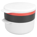 Multifunctional round rice steaming box for microwave oven, designed for home kitchen use, ideal for lunch and meal prep.