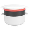 Everything Baby multifunctional round rice steaming box for microwave, used as a pretend play lunch box for kids in a home kitchen.