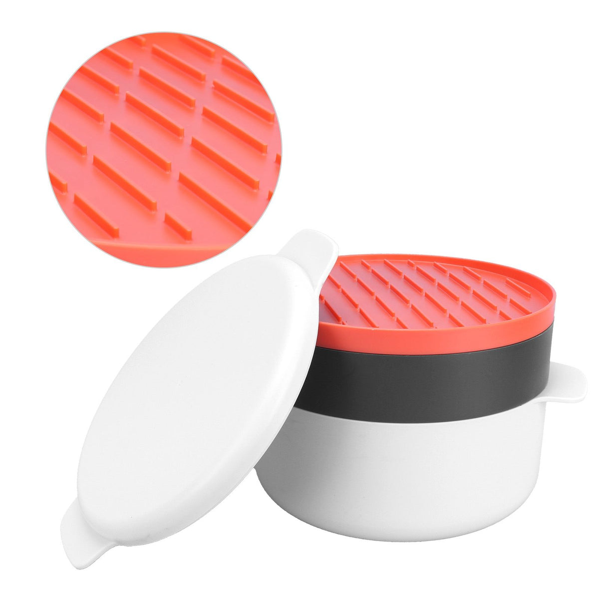 Everything Baby round rice steaming lunch box for microwave, featuring a multifunctional design, ideal for home kitchen and kids' pretend play.