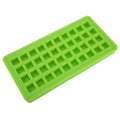 Green silicone ice tray with 40 square-shaped ice cubes, ideal for kitchen use and DIY ice making.