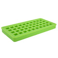 Green silicone ice tray with 40 square-shaped ice cubes, ideal for kitchen use and DIY ice making.